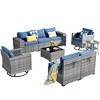 XIZZI 9PCS Patio Furniture Set with Sectional Sofa, All Weather PE Wicker Conversation Couch Set with Swivel Rocking Chairs and Side Table - 2 of 4