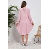 Womens Fall Long Sleeve Maternity Dress for Baby Shower Photoshoot V Neck High Waist Midi Dress - 4 of 4