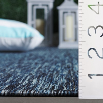 Navy Square Synthetic Indoor/Outdoor Area Rug 6'-7"