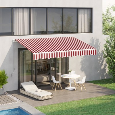 Red and White Stripe 120'' x 96'' Retractable Patio Awning