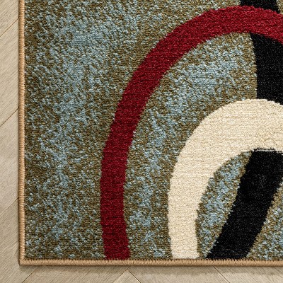 Ivory and Beige Geometric Synthetic 8' x 10' Area Rug