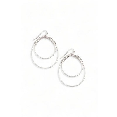 Slickblue Women's Drop Earrings, Metal Oval Hoops with Wire Wrap Detail, Lightweight Design, Gold/Silver, 2.5"
