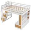 XIYUYEU Full Size Loft Bed Wooden Bed Frame with Desk, Drawers, Shelves and Storage Stair - 4 of 4