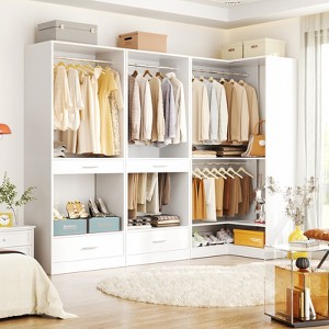 Besiost Freestanding Closet System Set of 3 with Drawers and Pants Racks, Walk-In Closet Orgainzer with Hangin Rods - 1 of 4