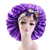 Anna-Kaci Women Silk Bonnet for Sleeping Satin Lined Hair Bonnet with Floral Tie Band for Curly Hair Protection - 2 of 4