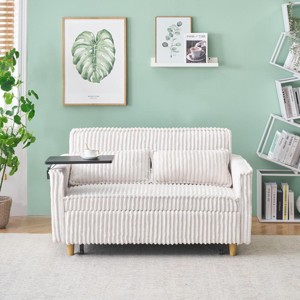 Compact Modern Sleeper Sofa with USB Port and Movable Tabletop for Living Room or Bedroom -3irtyhousy - 1 of 4