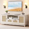 TV Stand for 65+ Inch TV, Rattan Entertainment Center TV Media Console Table, Modern TV Stand with Storage and Mesh Door - 2 of 4