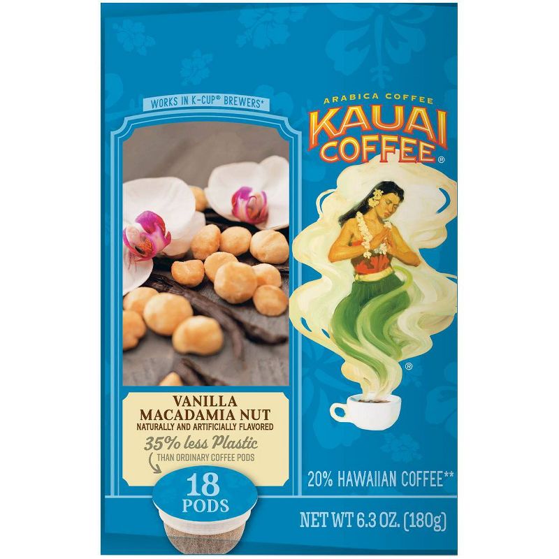 Kauai Coffee Vanilla Macadamia Nut, Medium Roast Single Serve Pods - 18ct, 5 of 8