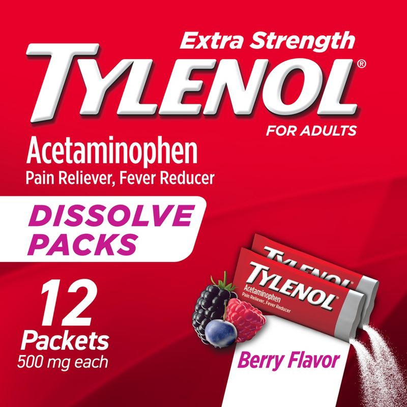 Tylenol Acetaminophen Extra Strength Powder Pack - Berry - 12pk, 1 of 8
