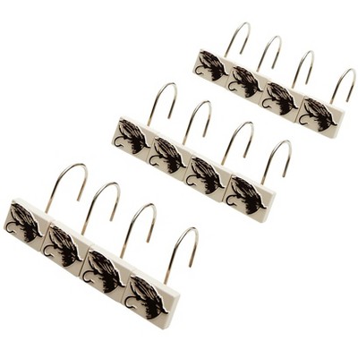 The Lakeside Collection Fly Fishing Bath Collection - Set of 12 Shower Hooks