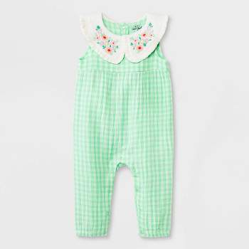 Baby Girls' Collar Gingham Romper - Cat & Jack™ Green