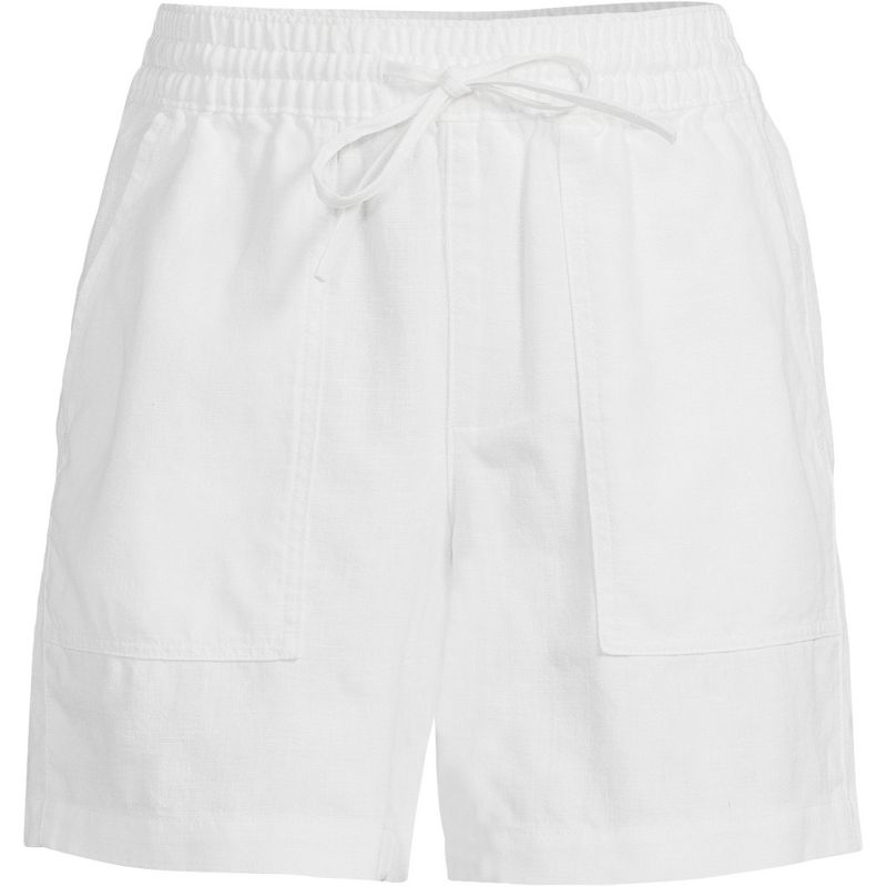 Lands' End Women's High Rise Pull On Drawstring A-line 7" Linen Shorts, 3 of 5