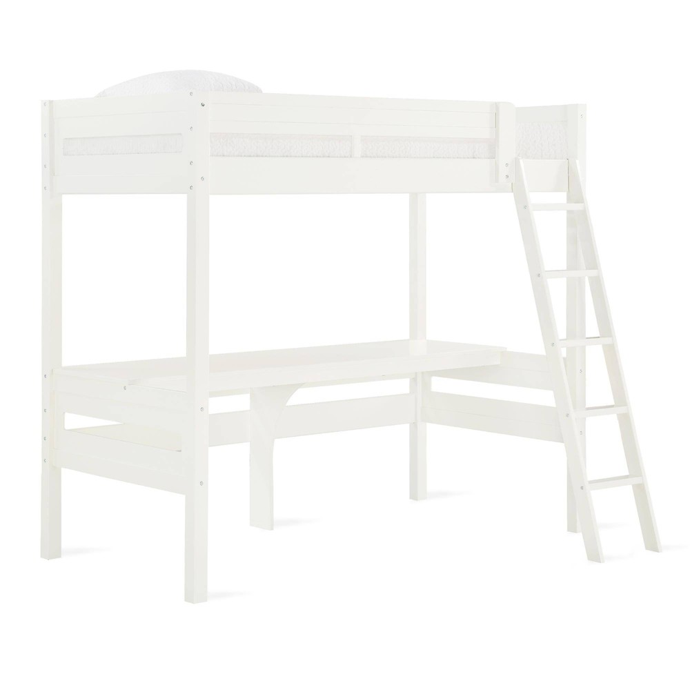 Photos - Bed Frame Twin Adryan Kids' Loft Bed with Desk White - Room & Joy