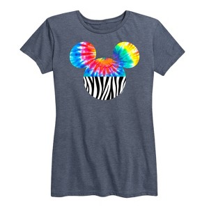 Women's - Disney - Tie Dye Zebra Print Mickey Short Sleeve Graphic T-Shirt - 1 of 4