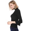 INSPIRE CHIC Women's Ruffle Sleeves Pullover Turtleneck Slim Fit Stretchy Knit Sweater - 4 of 4