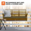 Jack Post Corp 4-Foot Taupe Olefin Cushioned Indonesian Hardwood Swing with Hand-Applied Dark Oil Finish and Hanging Chains, Brown - 3 of 4