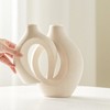 Aoibox Snuggle Hollow Ceramic Vase Set of 2, Nordic Modern Boho Style Decorative Aesthetic Flower Vase for Home Decor - 2 of 4