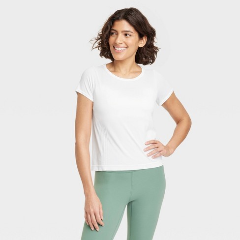 Women's Seamless Short Sleeve Shirt - All In Motion™ White S : Target