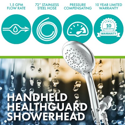 Chrome 5-Spray Wall Mount Handheld Shower Head