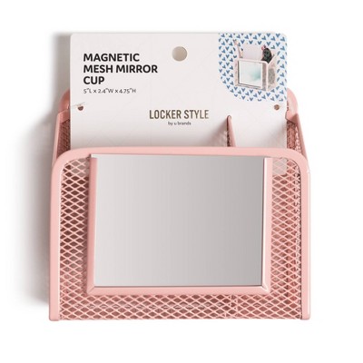 Locker Mesh Cup with Mirror Flat Bottom Pink - U Brands