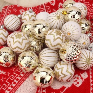 Joyfy Christmas Ornaments, Christmas Tree Decorations Indoor, 30 Pcs Gold & White Christmas Assorted Ornament Set, Hanging Balls, Tree & Wreath Decor - 1 of 4