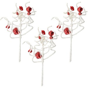 AuldHome Design Jingle Bell Greenery Picks, 3pc Set; Farmhouse Style Christmas Tree Swirl Sprays - 1 of 4