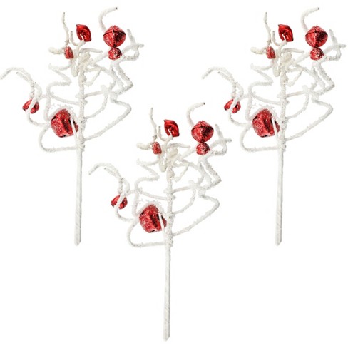 Auldhome Design- Jingle Bell Picks Modern Farmhouse Style Christmas Tree  Sprays Red, 3pk : Target