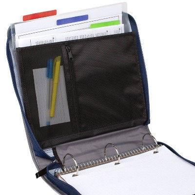 2" Ring Zipper Binder with File Folders Navy Maze - Five Star