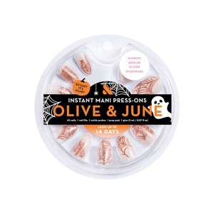 Olive & June Press-On Fake Nails - M Almond - Glitter Spiderwebs - 42ct - 1 of 4