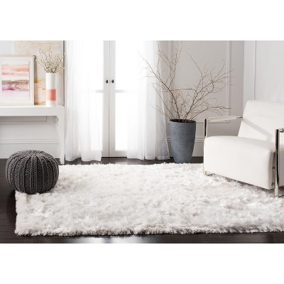 Ivory Hand-Tufted Shag Synthetic 4' x 6' Area Rug