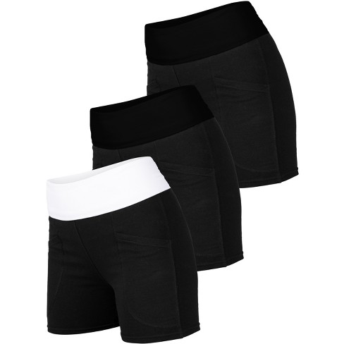 Blis 3 Pack Shorts for Women Foldover Biker Shorts For Women High Waisted  Workout Yoga Shorts Booty Shorts For Women Black / White 3X