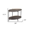 HomeRoots 26" Antiqued Bronze and Black Steel Oval Two Tier Coffee Table - 3 of 4