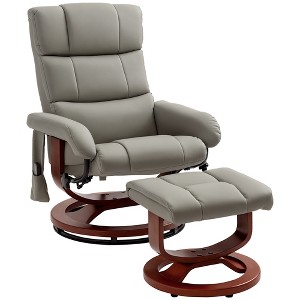Recliner Chair with Ottoman,Electric Faux Leather Recliner with 10-Point Vibration and 5 Massage Modes,Swivel Wood Base,Remote Control and Side Pocket - 1 of 4