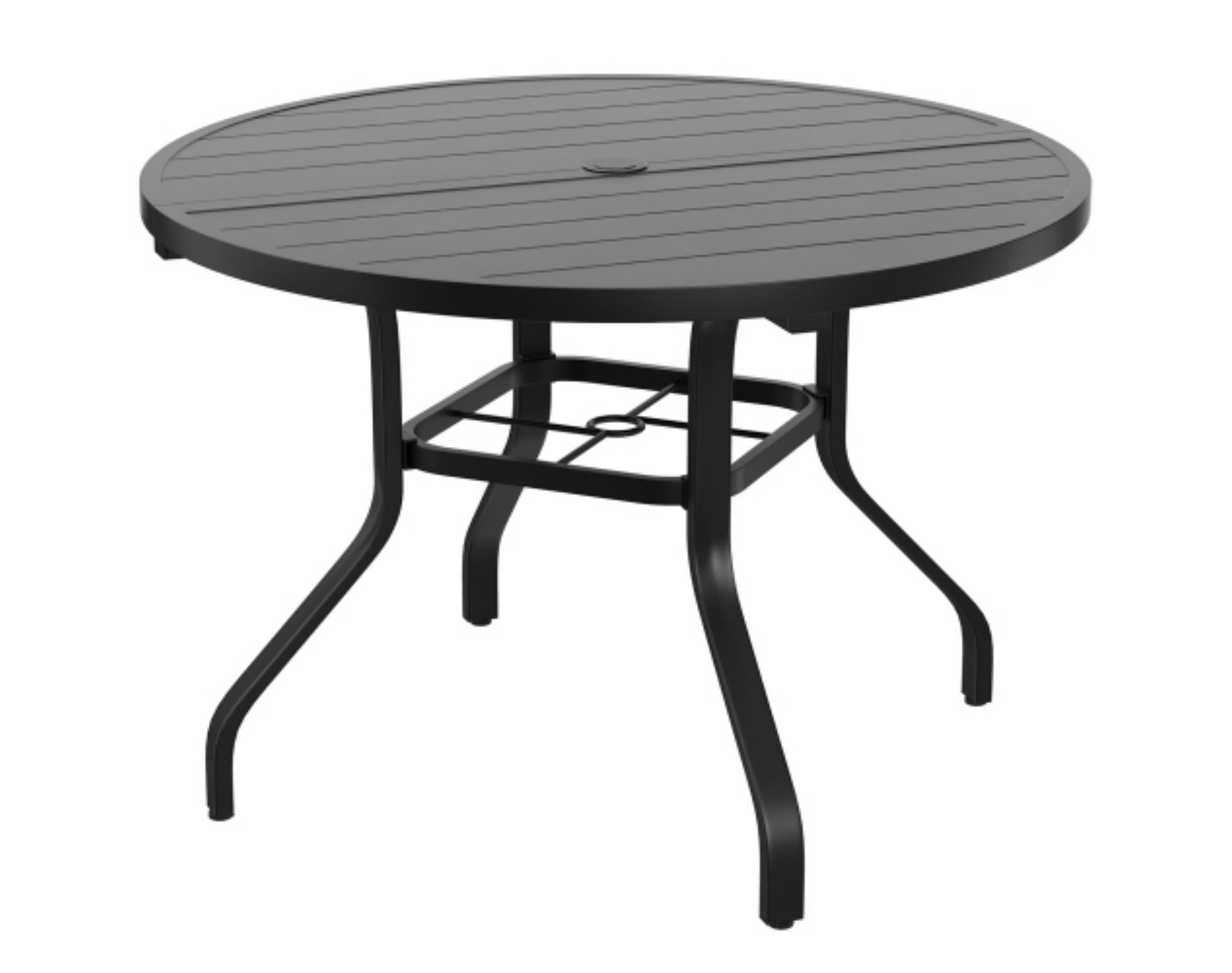 41 Inch Black Round Patio Dining Table with Umbrella Hole, Weather-Resistant Metal Outdoor Table for Backyard Poolside