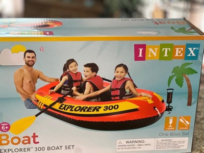 Intex Explorer 300 Inflatable Fishing 3 Person Raft Boat w/ Pump & Oars (6  Pack), 1 Piece - Fry's Food Stores