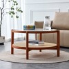 FURNIinspire Coffee Tables Minimalist Round Coffee Table, Modern Accent Table, Living Room Table with Glass Tabletop, Brown, 34.64"*34.64"*17.71" - 2 of 4