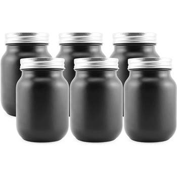 Darware Pint Black Chalkboard Mason Jars, 6pk; Black-Coated Blackboard Surface Glass Jars for Arts and Crafts, Gifts, and Rustic Home Decor