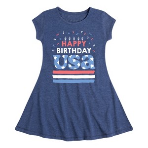Girls' - Instant Message - Happy Birthday USA Fit & Flair Cap Sleeve Graphic Dress - 1 of 4