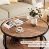 34.5"/30.5" Round Coffee Table, 2 Tier Center Table with Storage Shelf, Wooden Industrial Circle Coffee Table with Metal Frame, Rustic Brown - 3 of 4