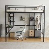 KTMBDW Twin Size Metal Loft Bed with Desk and Storage Shelves, Full-length Guardrails, Loft Bed Frame for Teens Juniors Adults, Noise Free, Black - 2 of 4