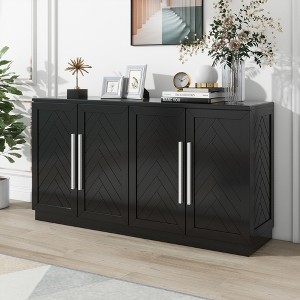 60" Sideboard Buffet Cabinet with Adjustable Shelves, Handles, MDF Storage Cabinet for Kitchen, Dining Room - 1 of 4