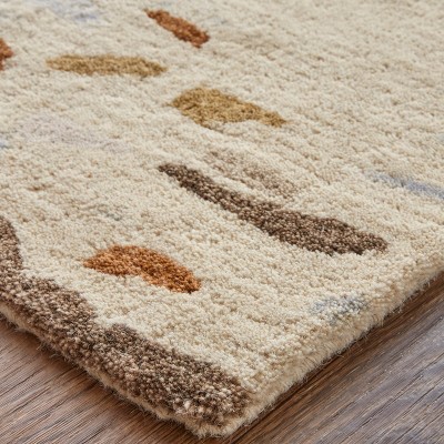 Ivory and Multi Abstract Wool Handmade 2' x 3' Area Rug