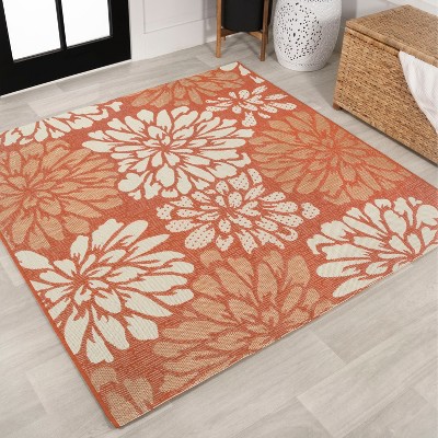 5' X 5' Zinnia Modern Floral Textured Weave Indoor/outdoor Area Rug ...