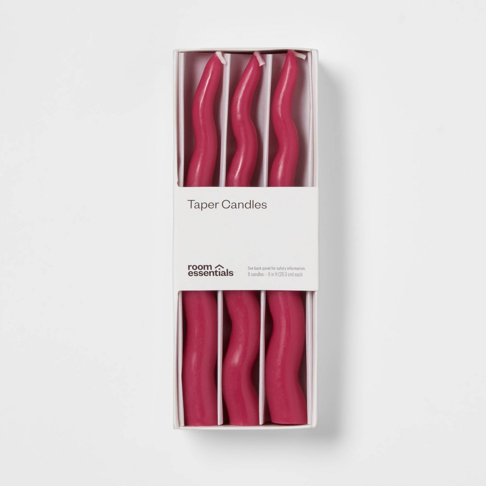 6pk Taper Candle Set Wavy Magenta - Room Essentials™