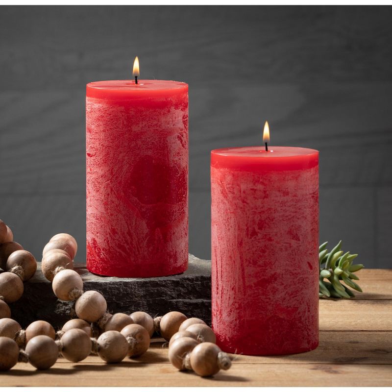 Vance Kitira 6" Cranberry Timber Pillar Candle ,Scentless, Clean-Burning, Environmental Friendly, 4 of 5