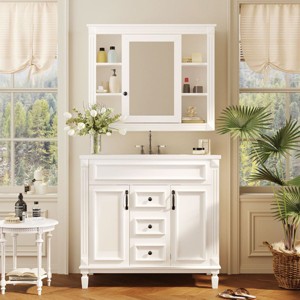 Medicine Cabinet With Mirror,Vanity Countertop With Sink,Toilet Mirror Storage,Vanities And Medicine Cabinets,Shaving Cabinet-The Pop Home - 1 of 4