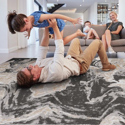 Vynxaria LOOM & LUXE 2' x 3' Abstract Area Rug - Stylish, Stain-Resistant, Non-Shedding
