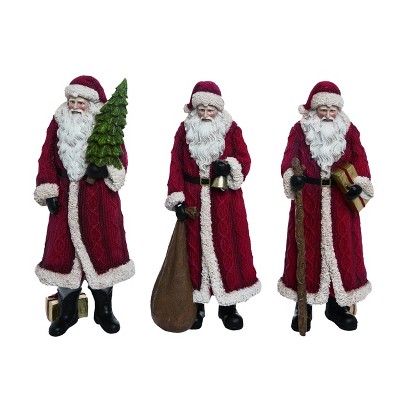 Transpac Resin 12 in. Red Christmas Sweater Santa  Set of 3