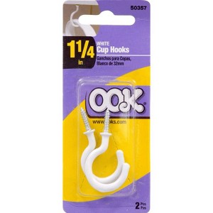 Ook Small Vinyl Coated White Steel 1-1/4 in. L Cup Hook 1 lb 2 pk (Case of 12) - 1 of 1