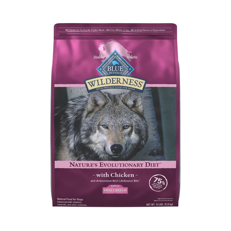 Blue Buffalo Wilderness High Protein Natural Small Breed Adult Dry Dog Food plus Wholesome Grains with Chicken - 13lbs, 1 of 13